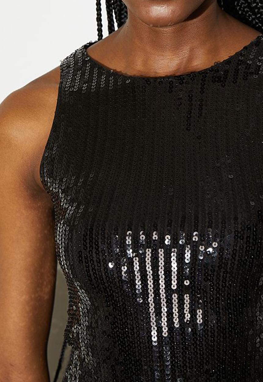 VELVET - Sequins vest - black