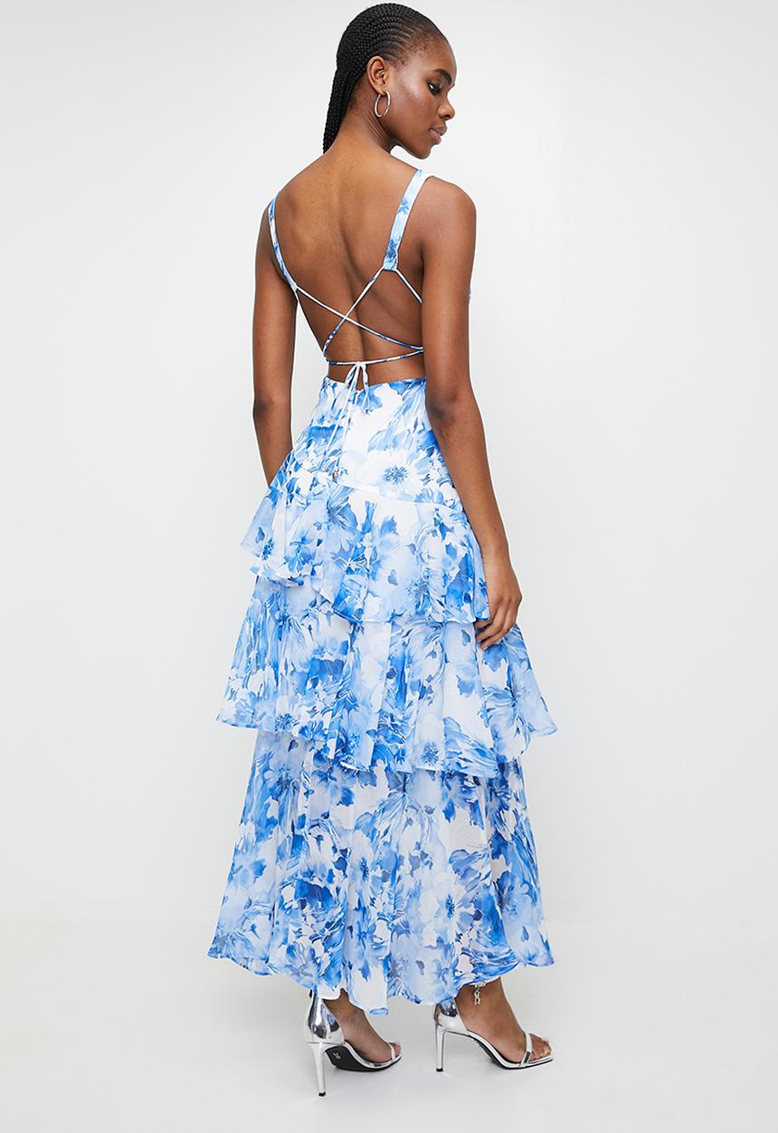 MILLA - Blue floral tiered maxi - blue