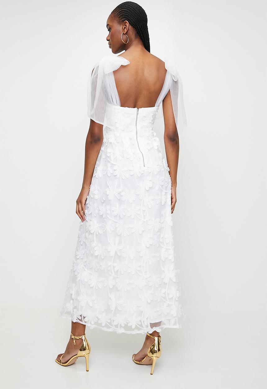 MILLA - White bow detail midi dress - White