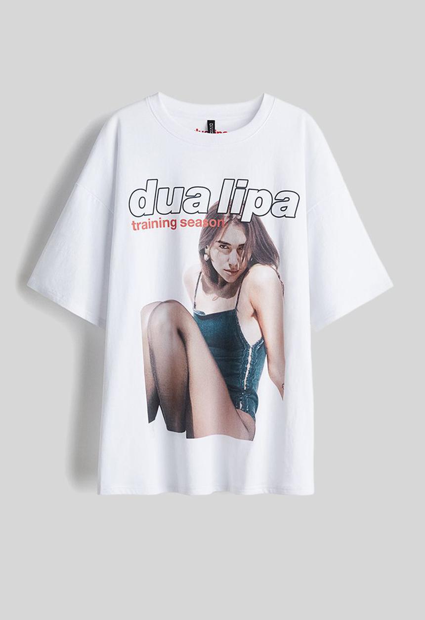 H&M - Oversized printed t-shirt - white dua lipa