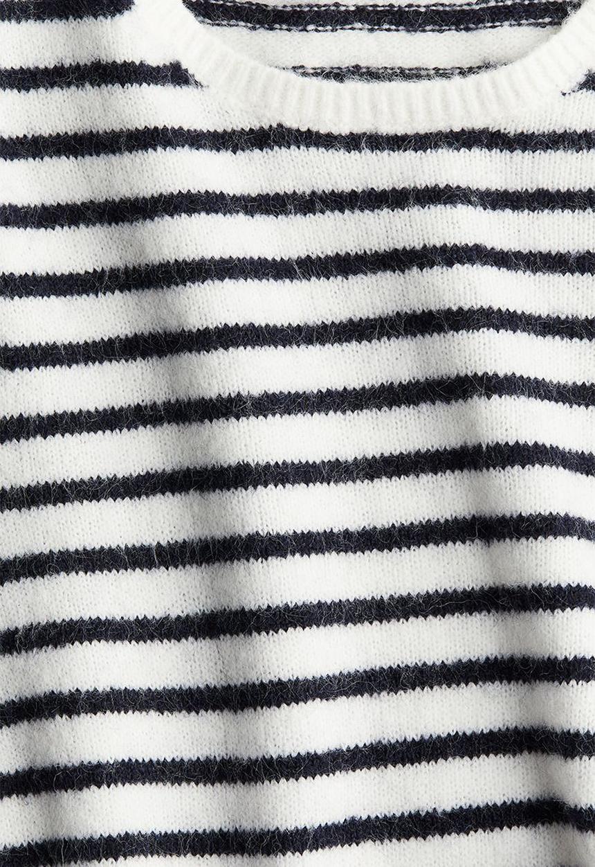 H&M - Fine-knit t-shirt - cream striped 