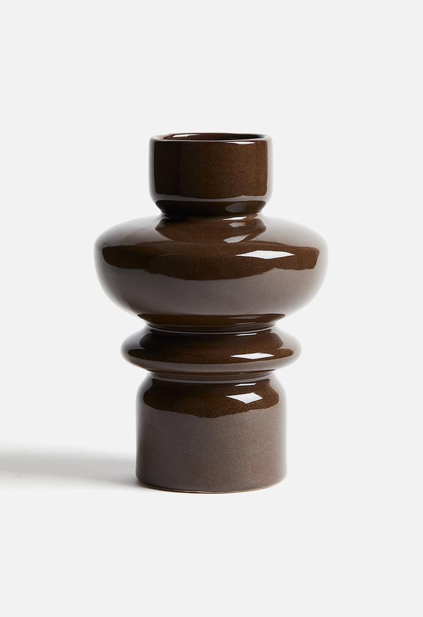 H&M - Tiered stoneware vase -  dark brown 