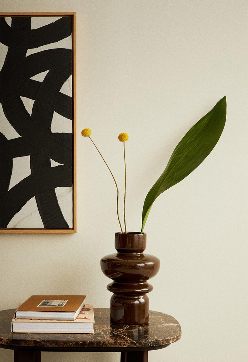 H&M - Tiered stoneware vase -  dark brown 