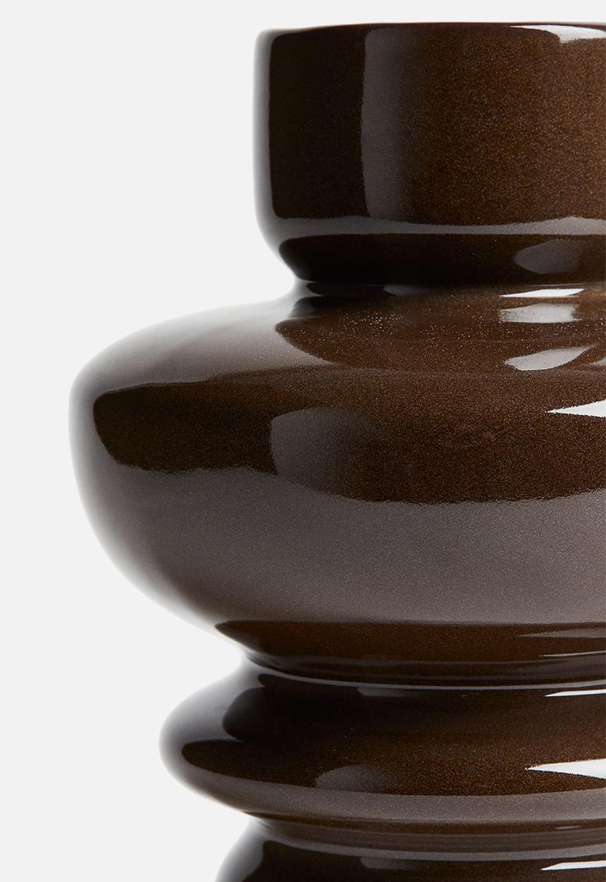 H&M - Tiered stoneware vase -  dark brown 