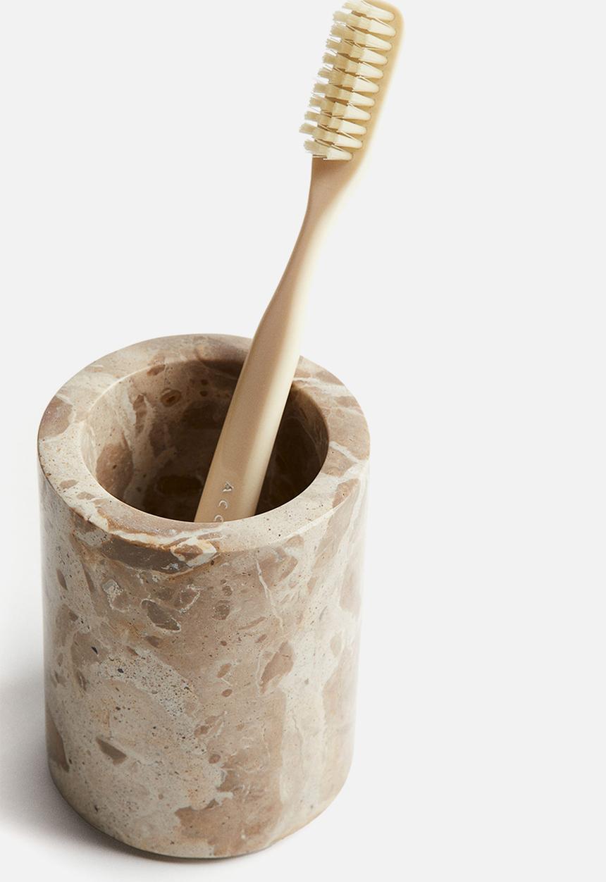 H&M - Marble toothbrush mug - light beige