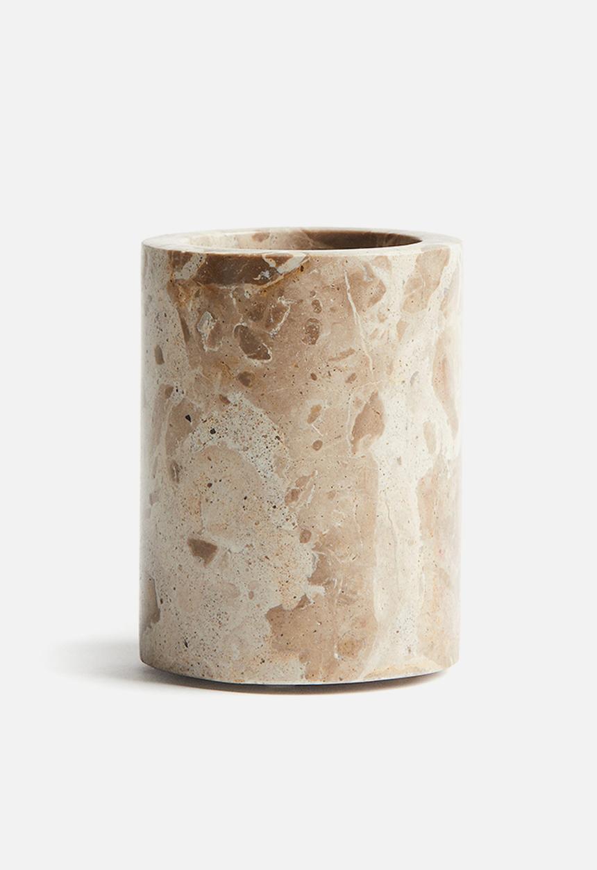 H&M - Marble toothbrush mug - light beige