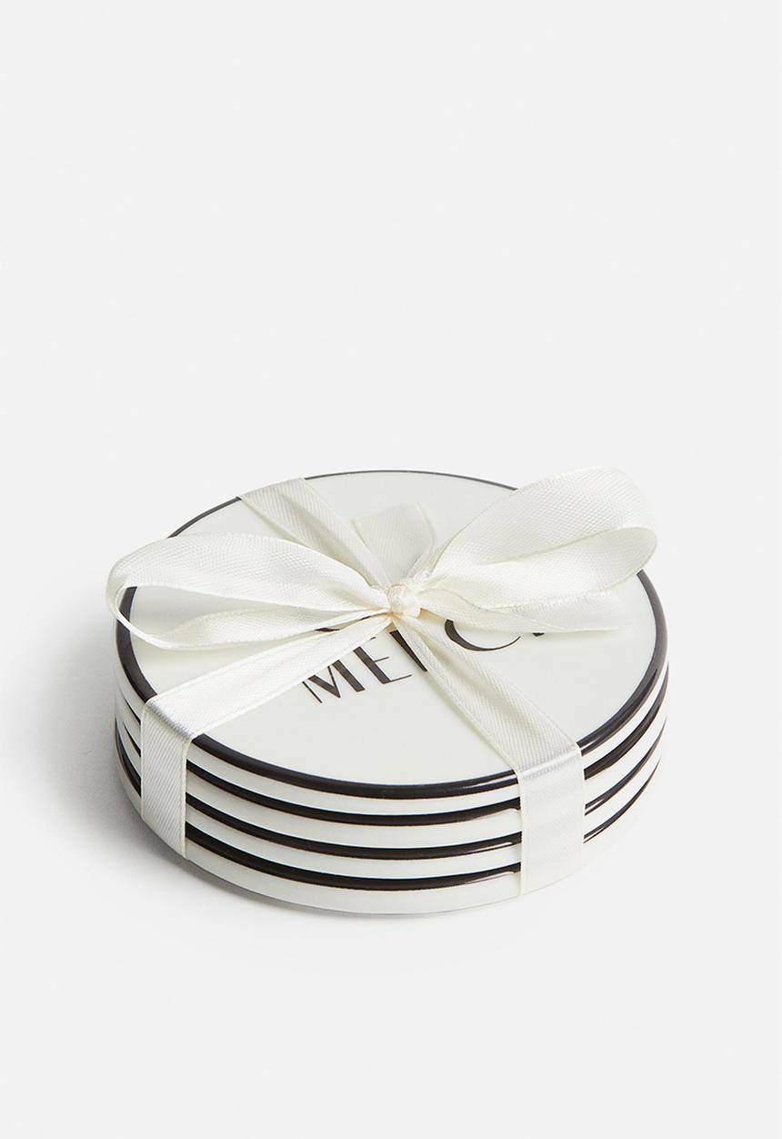 H&M - 4 Pack porcelain coasters - white/drinks