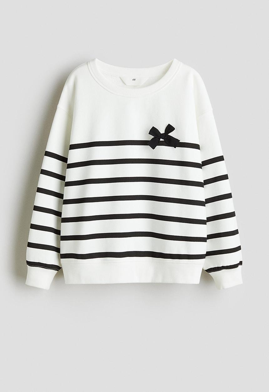 H&M - Printed sweatshirt - white & black striped