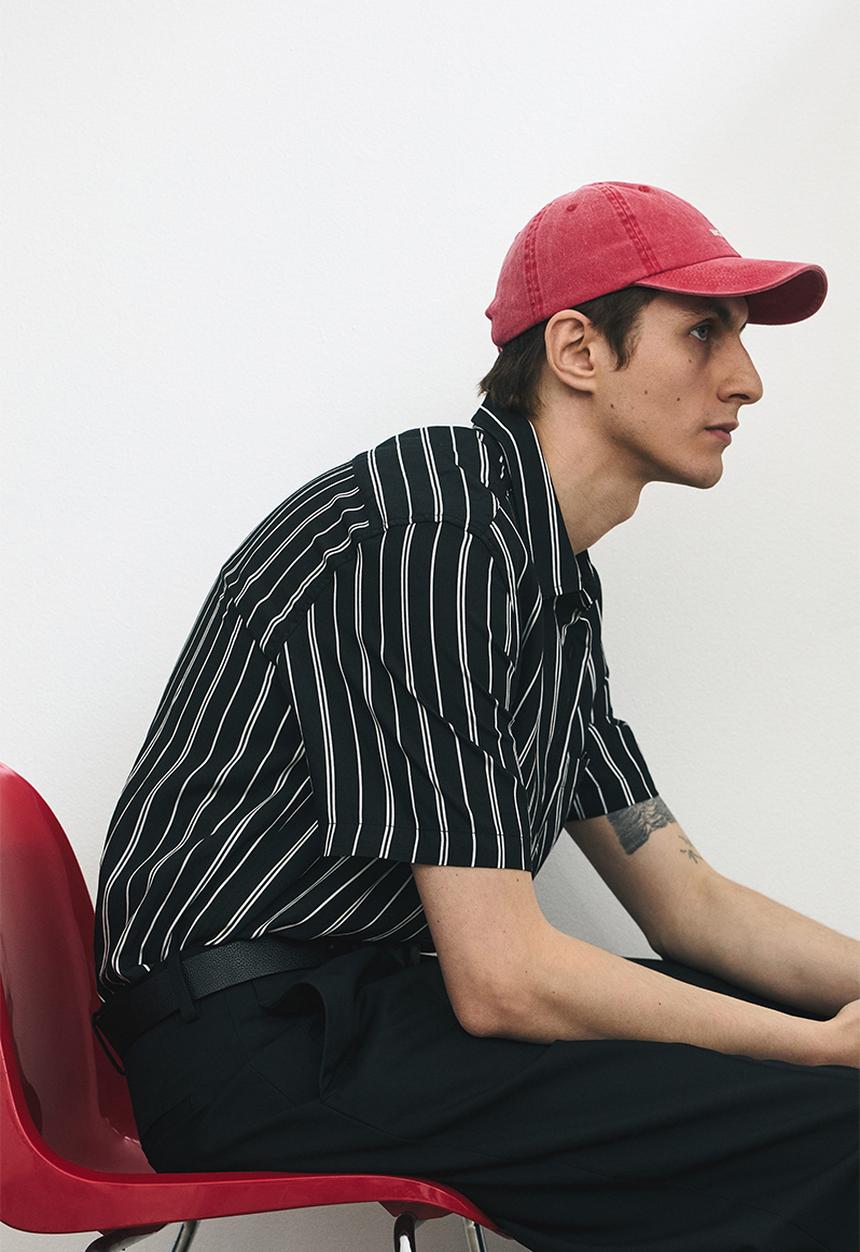 H&M - Regular fit short-sleeved shirt - black/striped