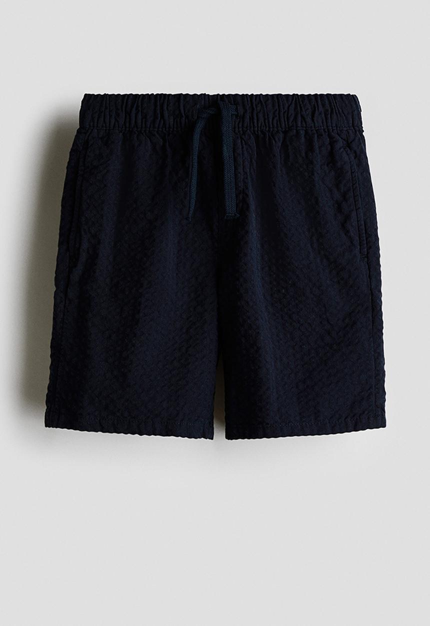 H&M - Cotton seersucker shorts - navy blue