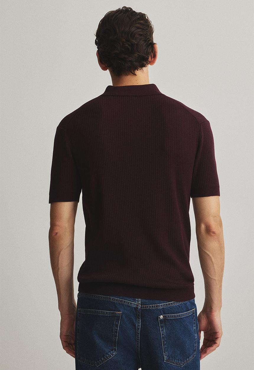 H&M - Slim fit zip-top polo shirt - burgundy