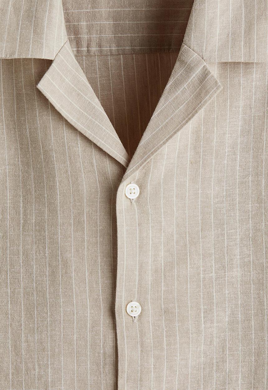 H&M - Regular fit linen-blend resort shirt - beige/striped