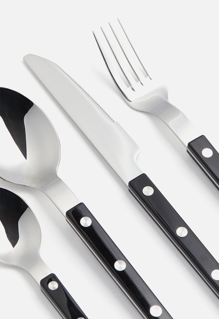 H&M - 4-piece stainless steel cutlery set - black