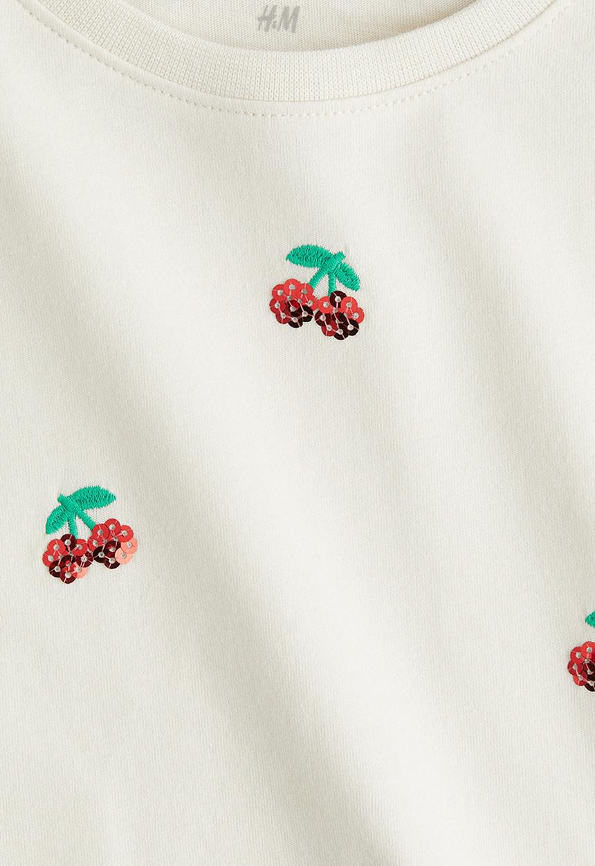 H&M - Motif-detail t-shirt - white cherries