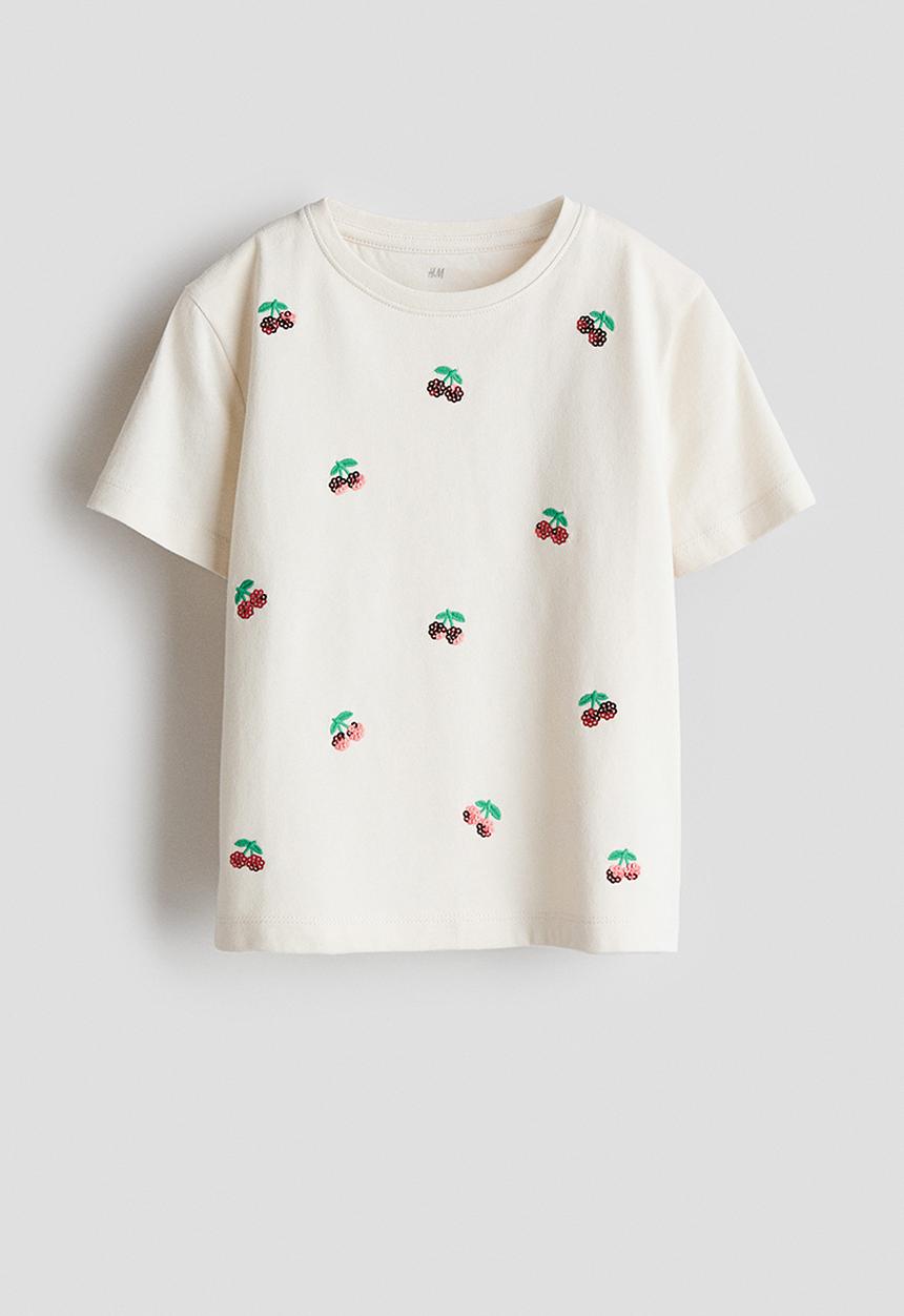 H&M - Motif-detail t-shirt - white cherries