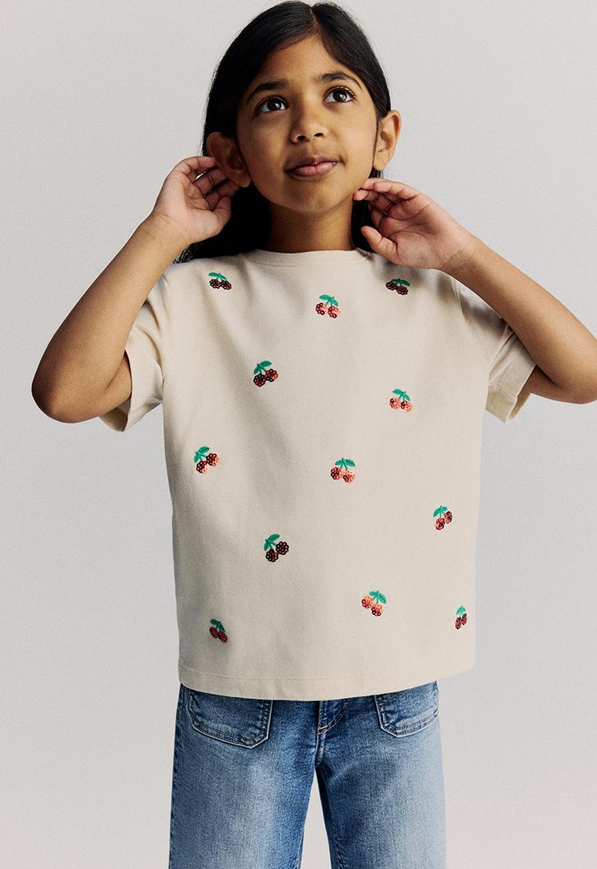 H&M - Motif-detail t-shirt - white cherries