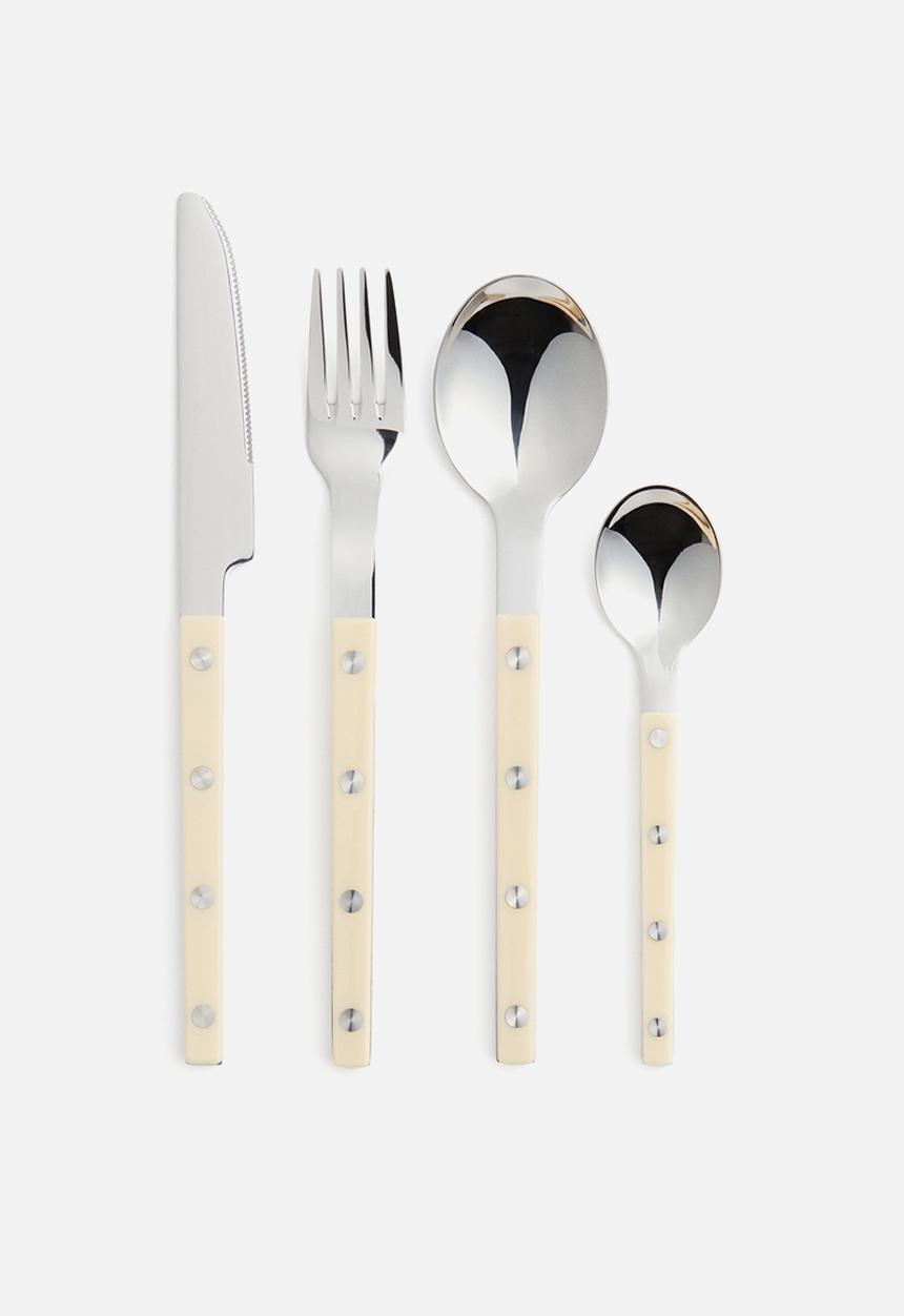 H&M - 4-piece stainless steel cutlery set - light beige
