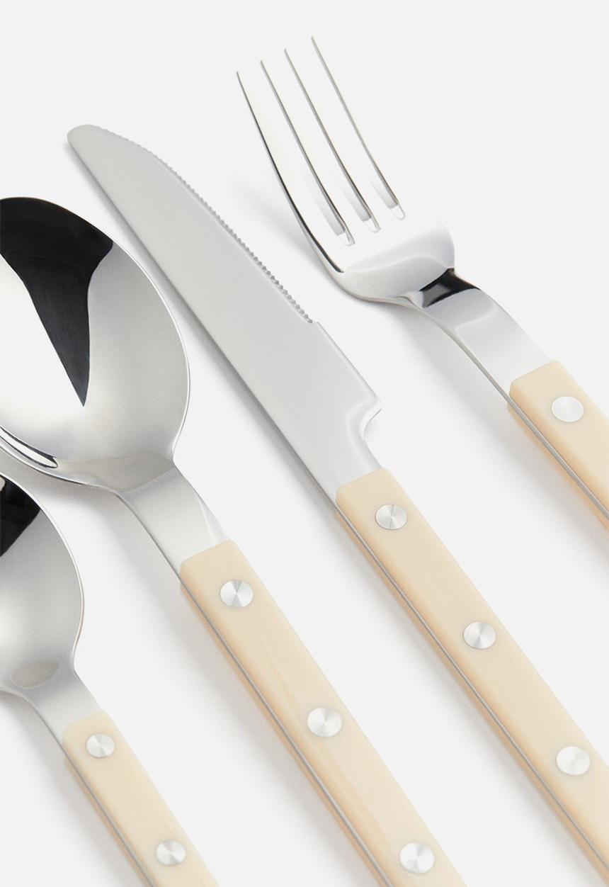 H&M - 4-piece stainless steel cutlery set - light beige