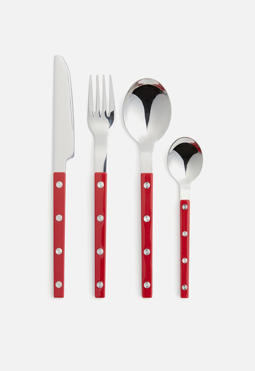 H&M - 4-piece stainless steel cutlery set - red