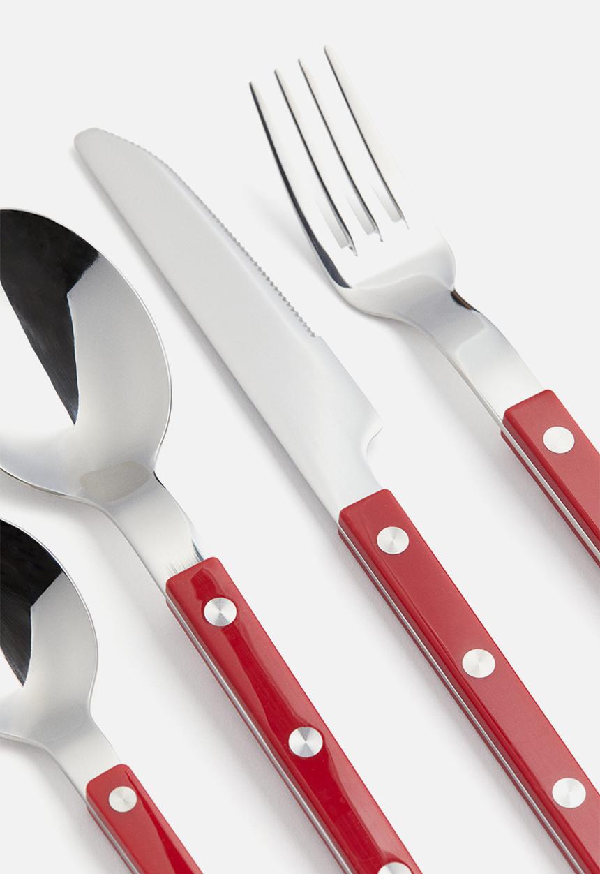 H&M - 4-piece stainless steel cutlery set - red