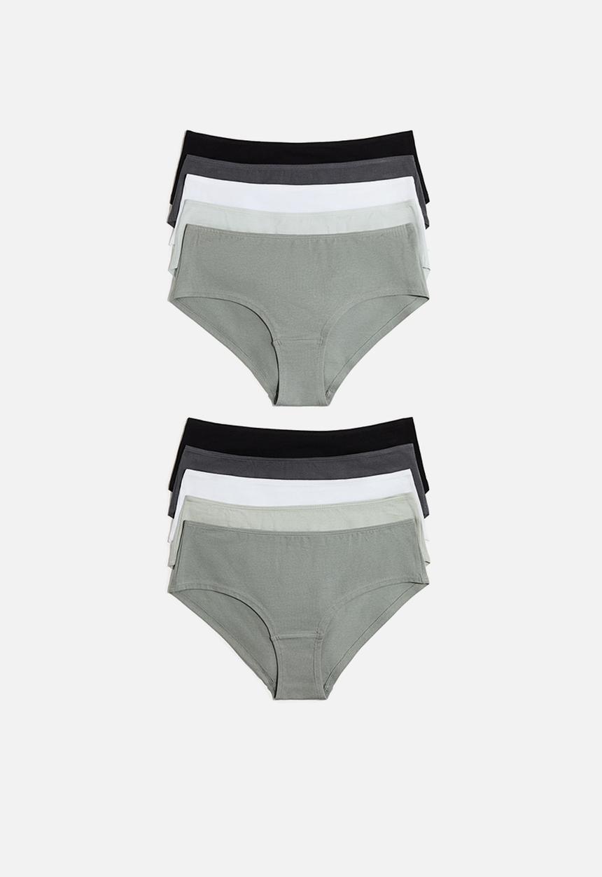 H&M - 10 Pack cotton hipster briefs - grey/dusty green