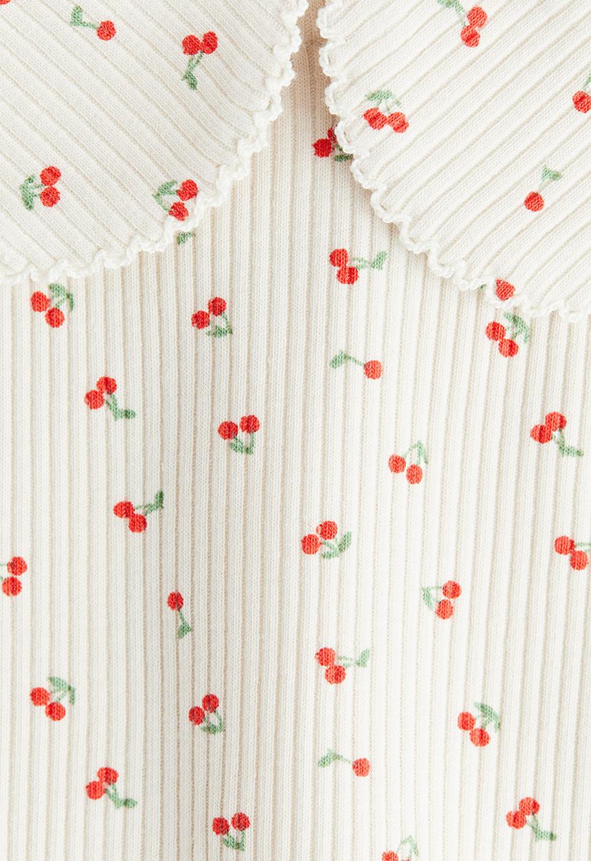 H&M - Picot-trimmed cotton top - white,multi