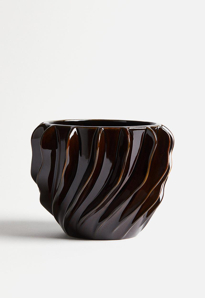 H&M - Stoneware plant pot - dark brown