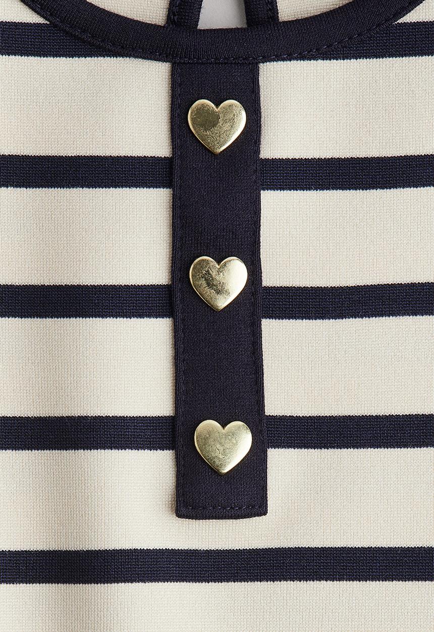 H&M - Jersey a-line dress - cream & navy blue striped