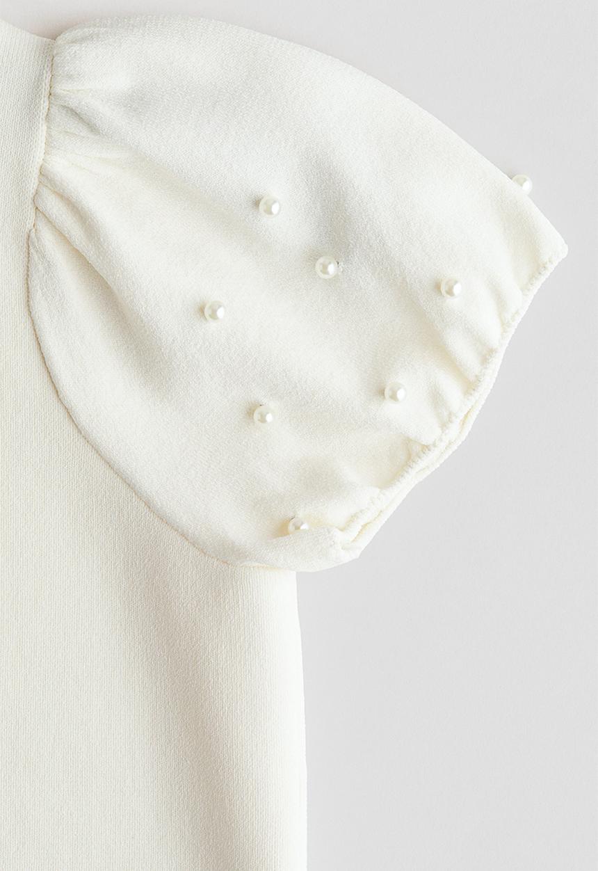 H&M - Bead-detail fine-knit top - white