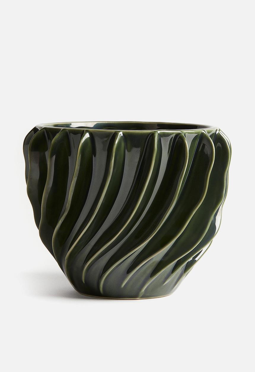 H&M - Large stoneware plant pot - dark green