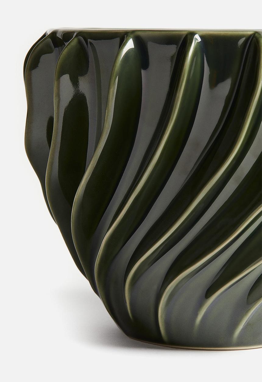 H&M - Large stoneware plant pot - dark green