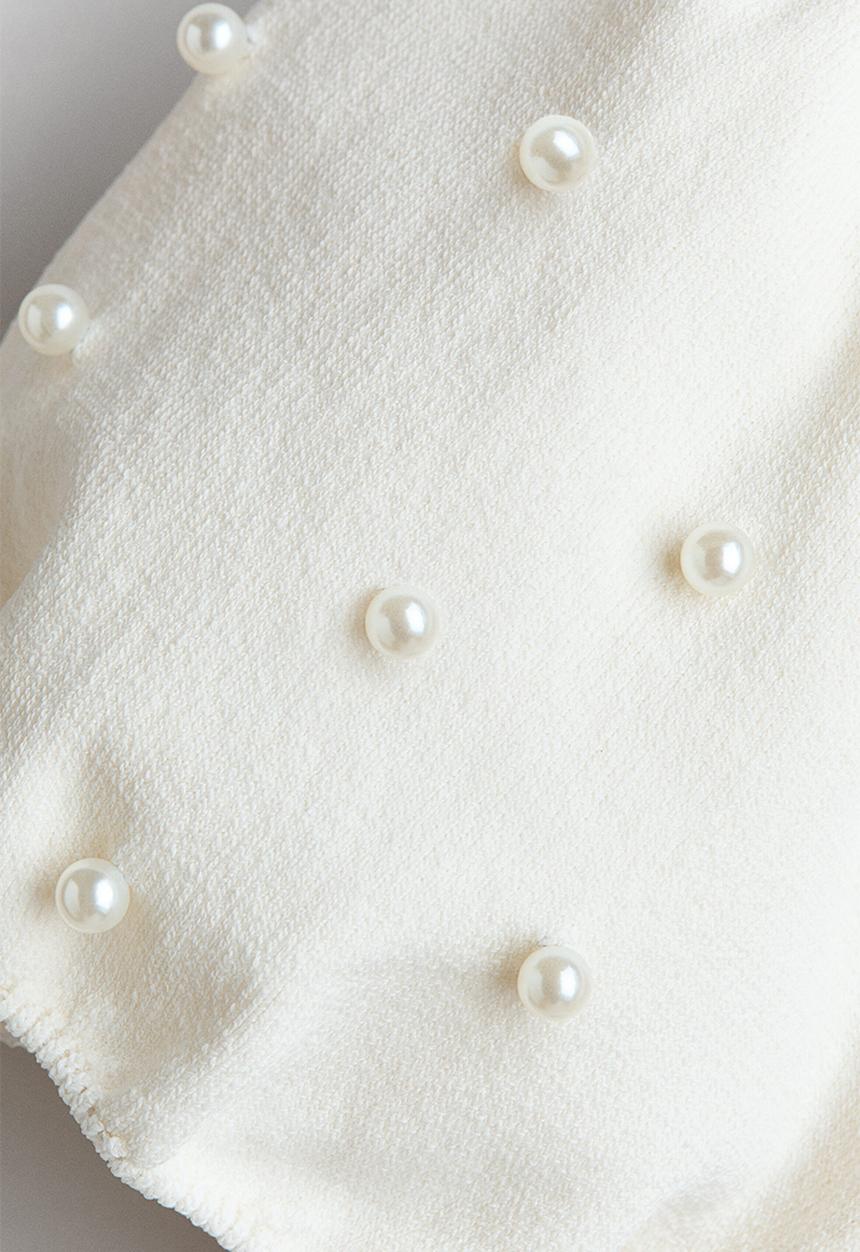 H&M - Bead-detail fine-knit top - white
