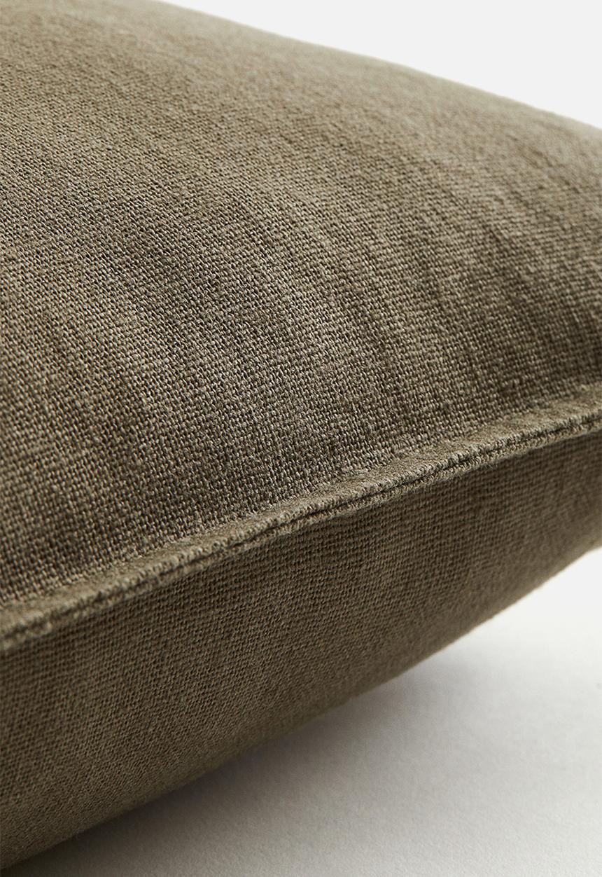 H&M - Linen-blend cushion cover -  khaki green