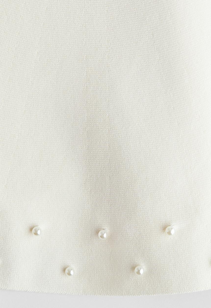 H&M - Bead-detail fine-knit skirt - white