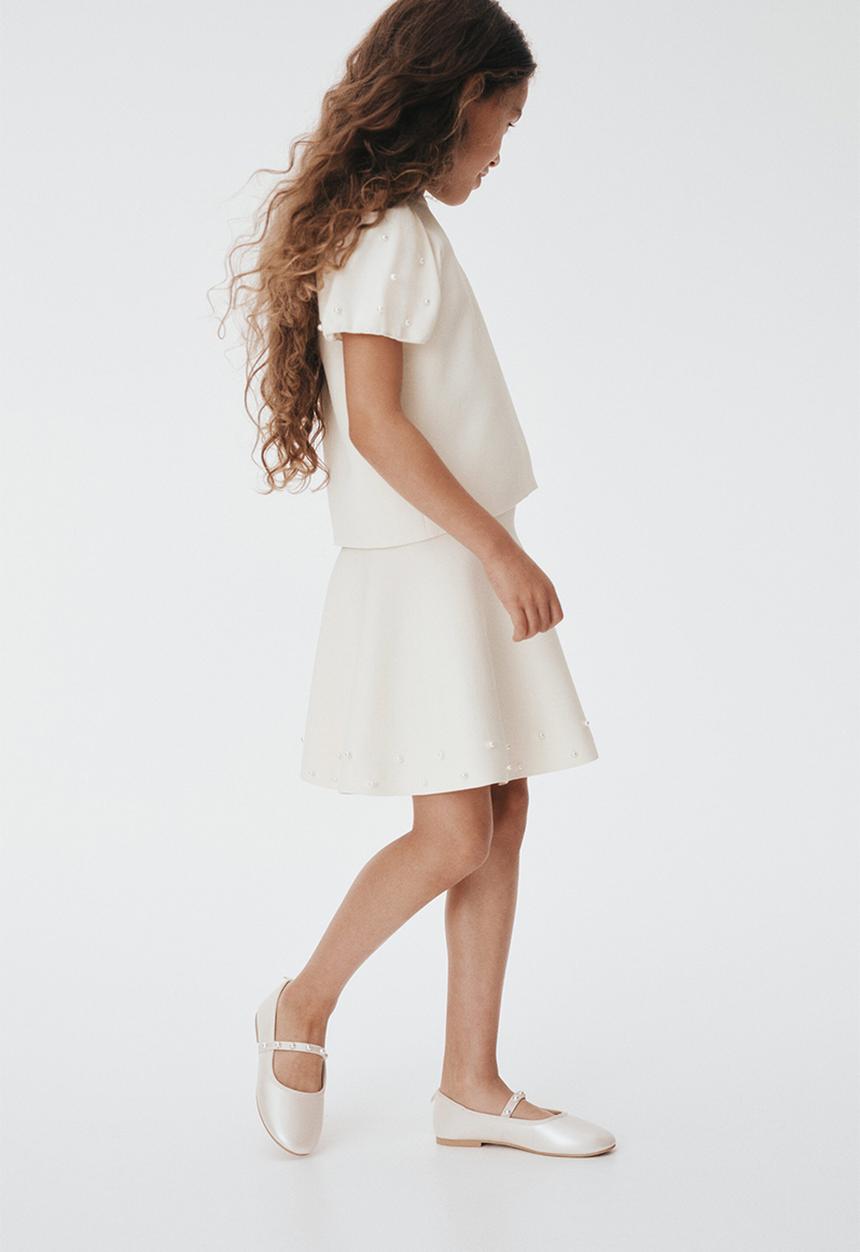 H&M - Bead-detail fine-knit skirt - white