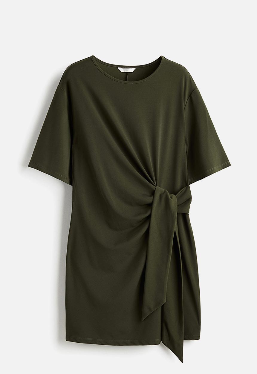 H&M - Knot-detail dress - dark green