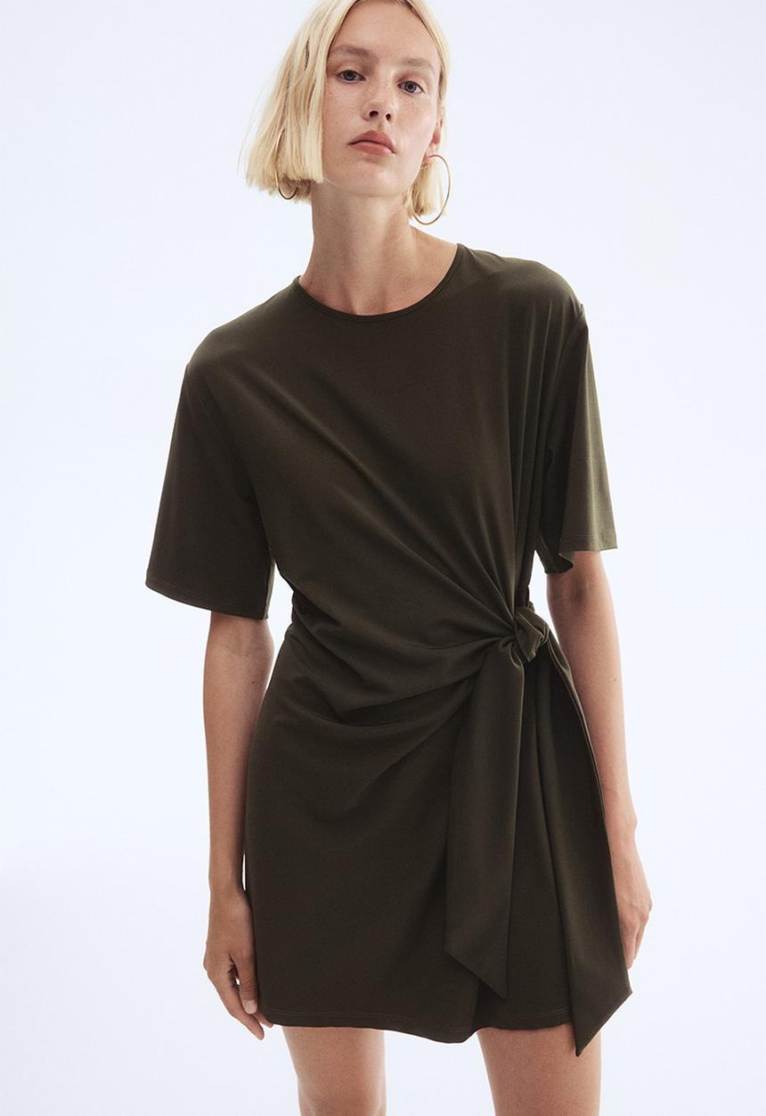 H&M - Knot-detail dress - dark green