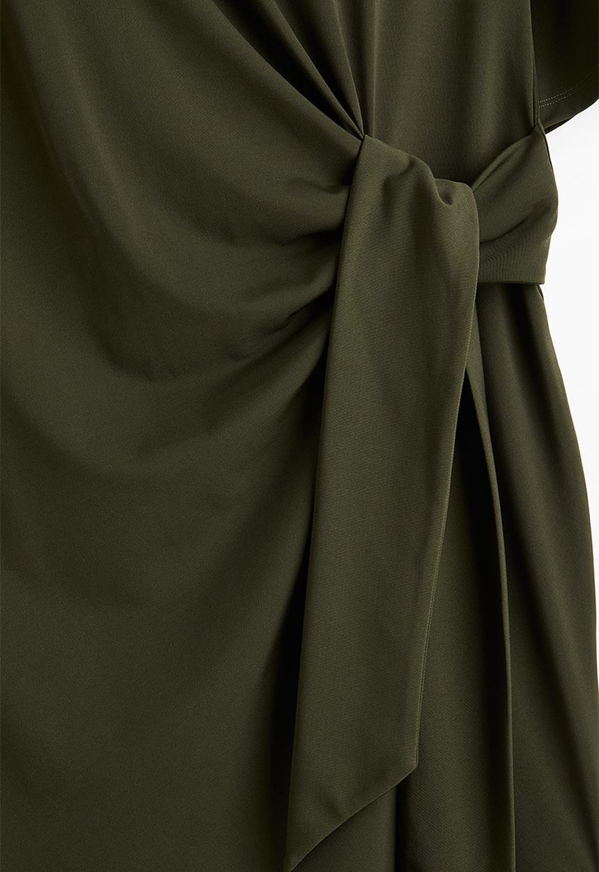 H&M - Knot-detail dress - dark green
