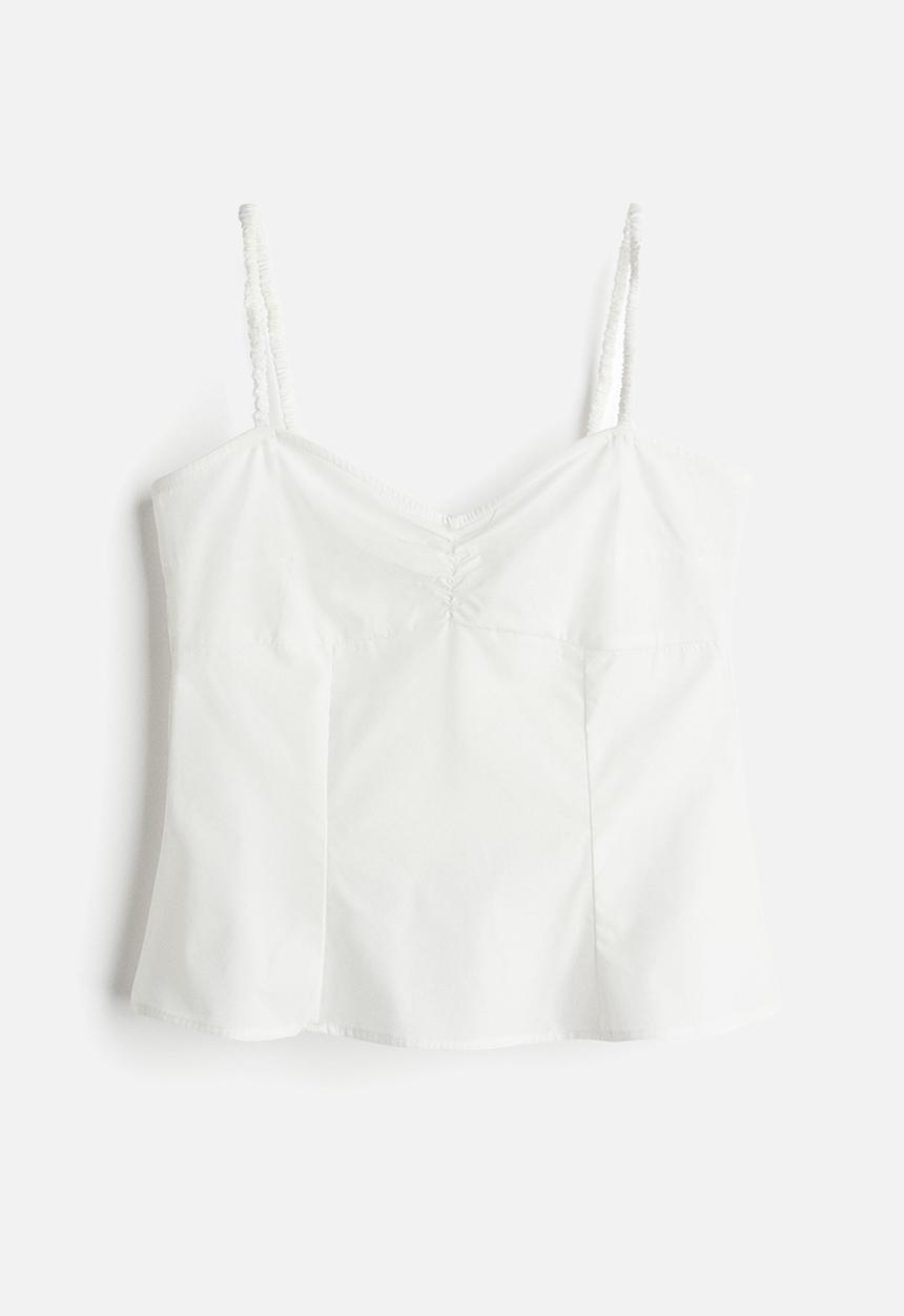 H&M - Gathered strappy top - white