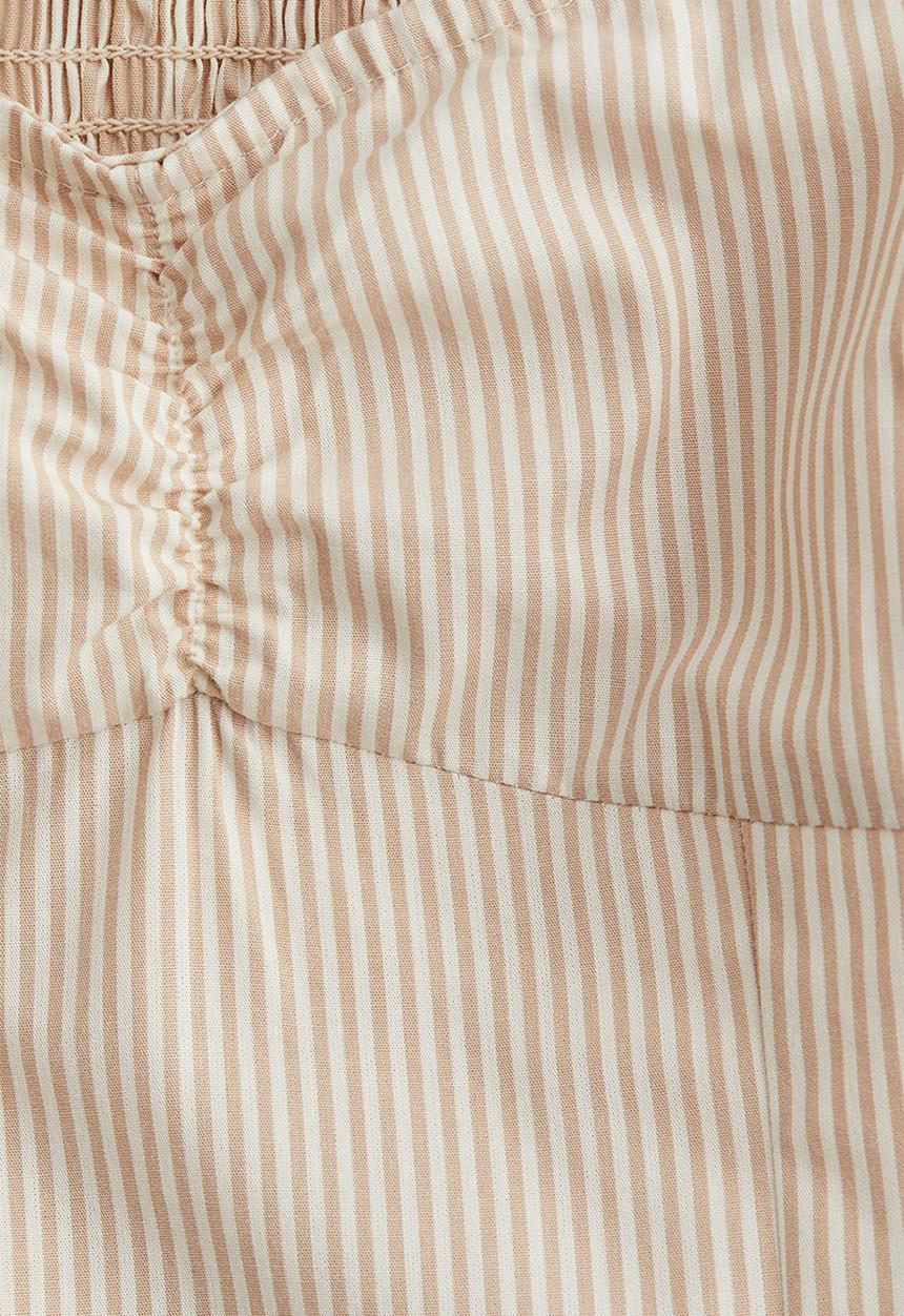 H&M - Gathered strappy top - beige striped