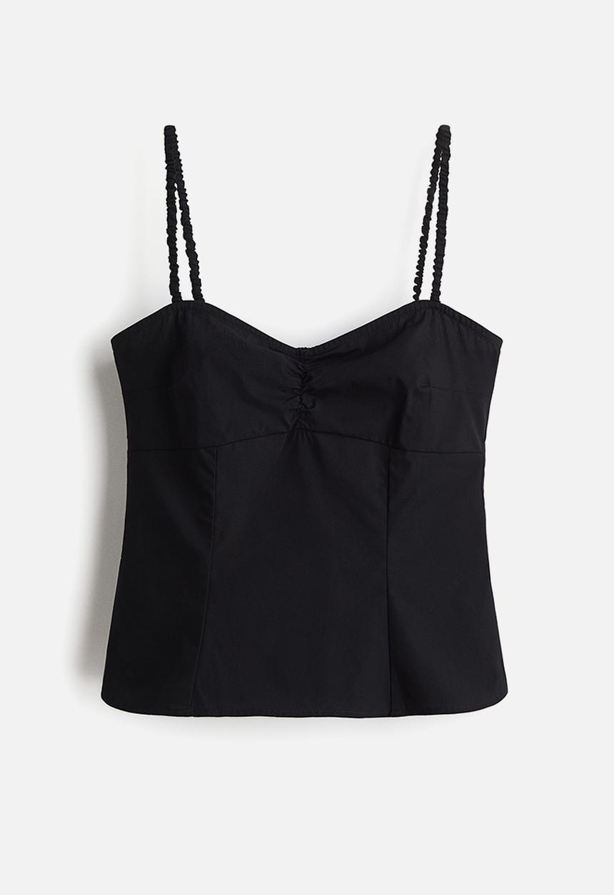 H&M - Gathered strappy top - black