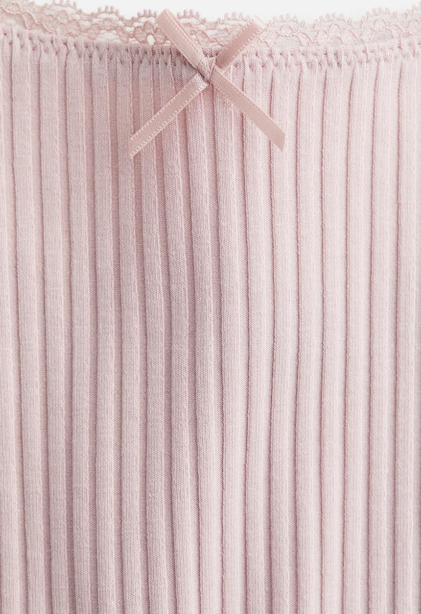 H&M - Lace-trimmed strappy top - light dusty pink