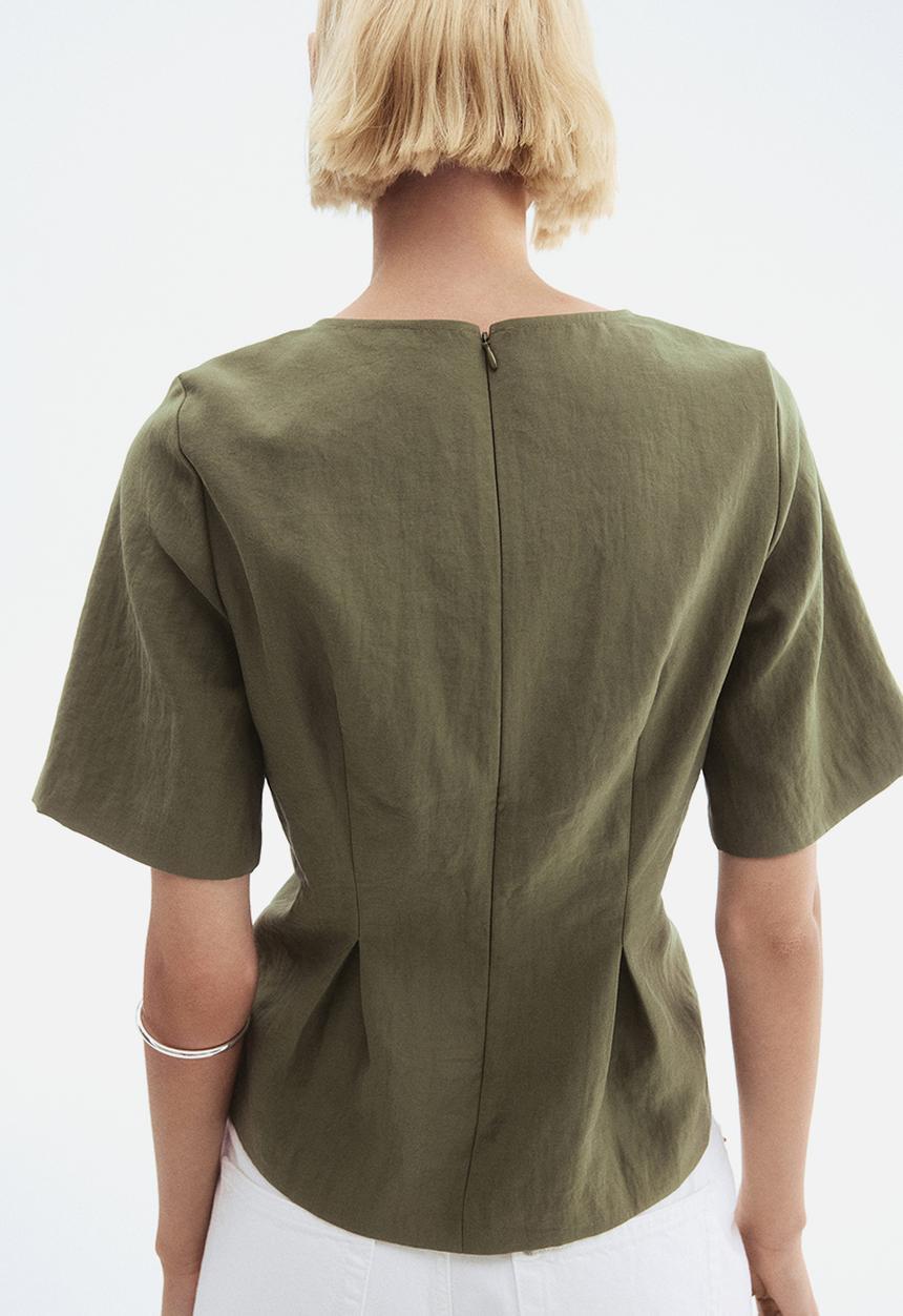 H&M - Waisted blouse - dark green
