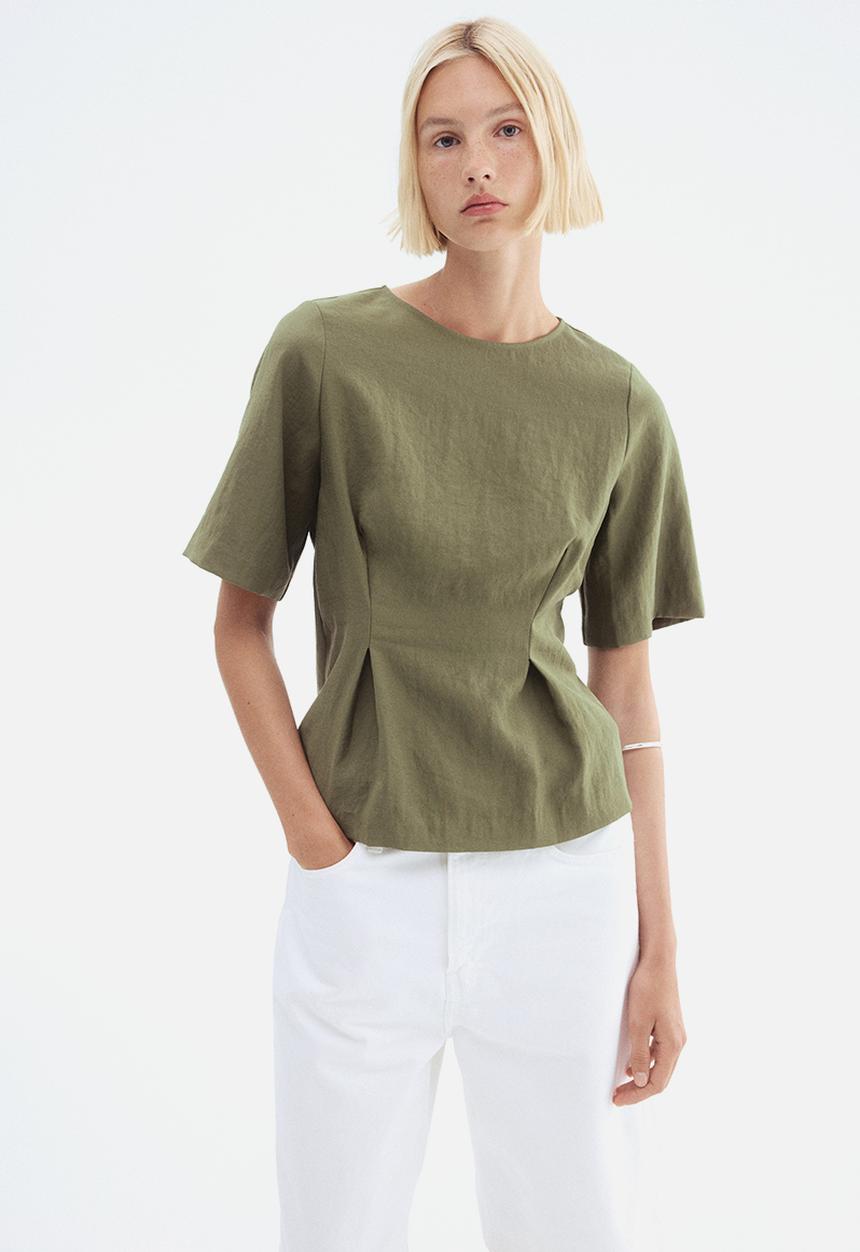 H&M - Waisted blouse - dark green