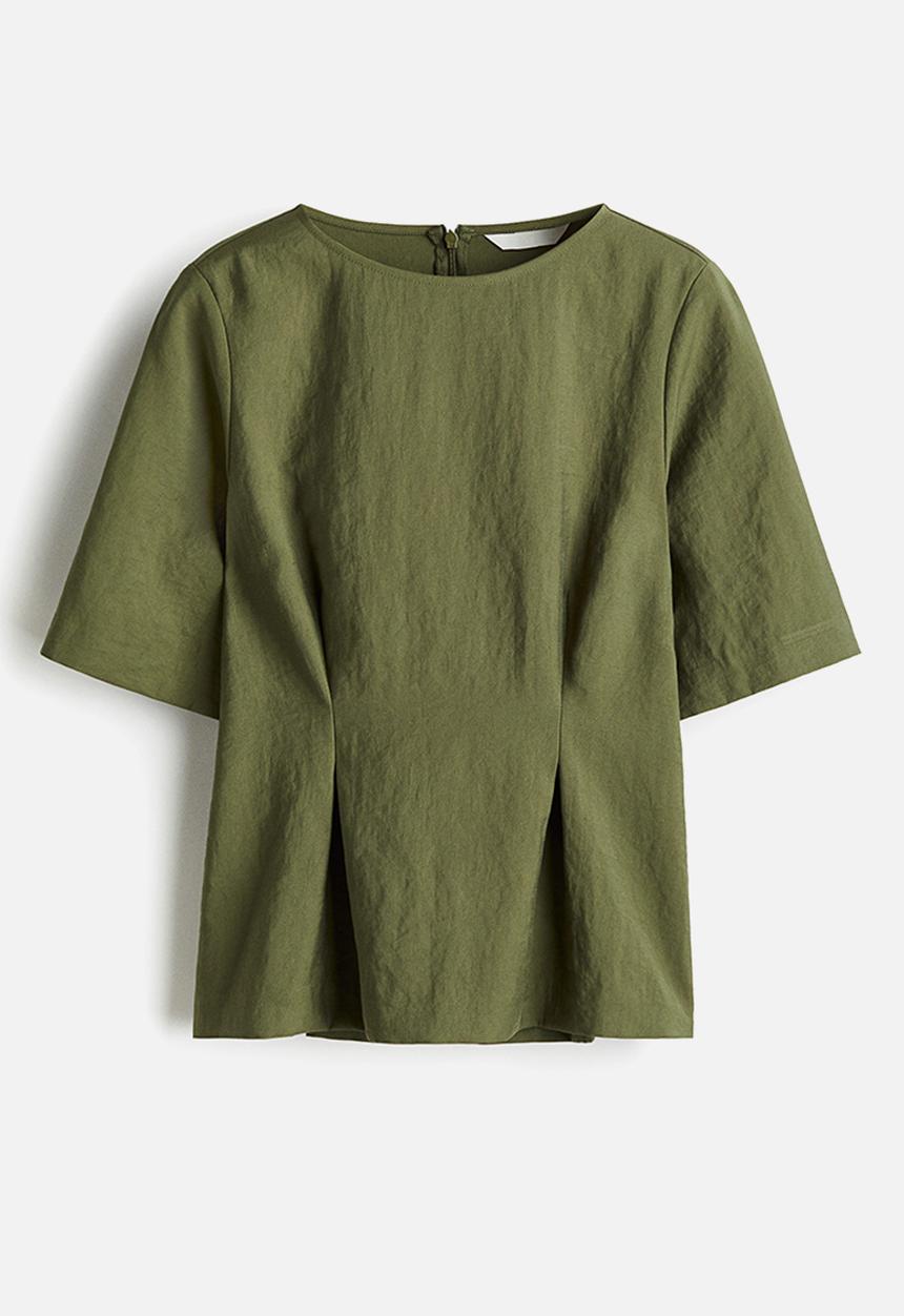H&M - Waisted blouse - dark green