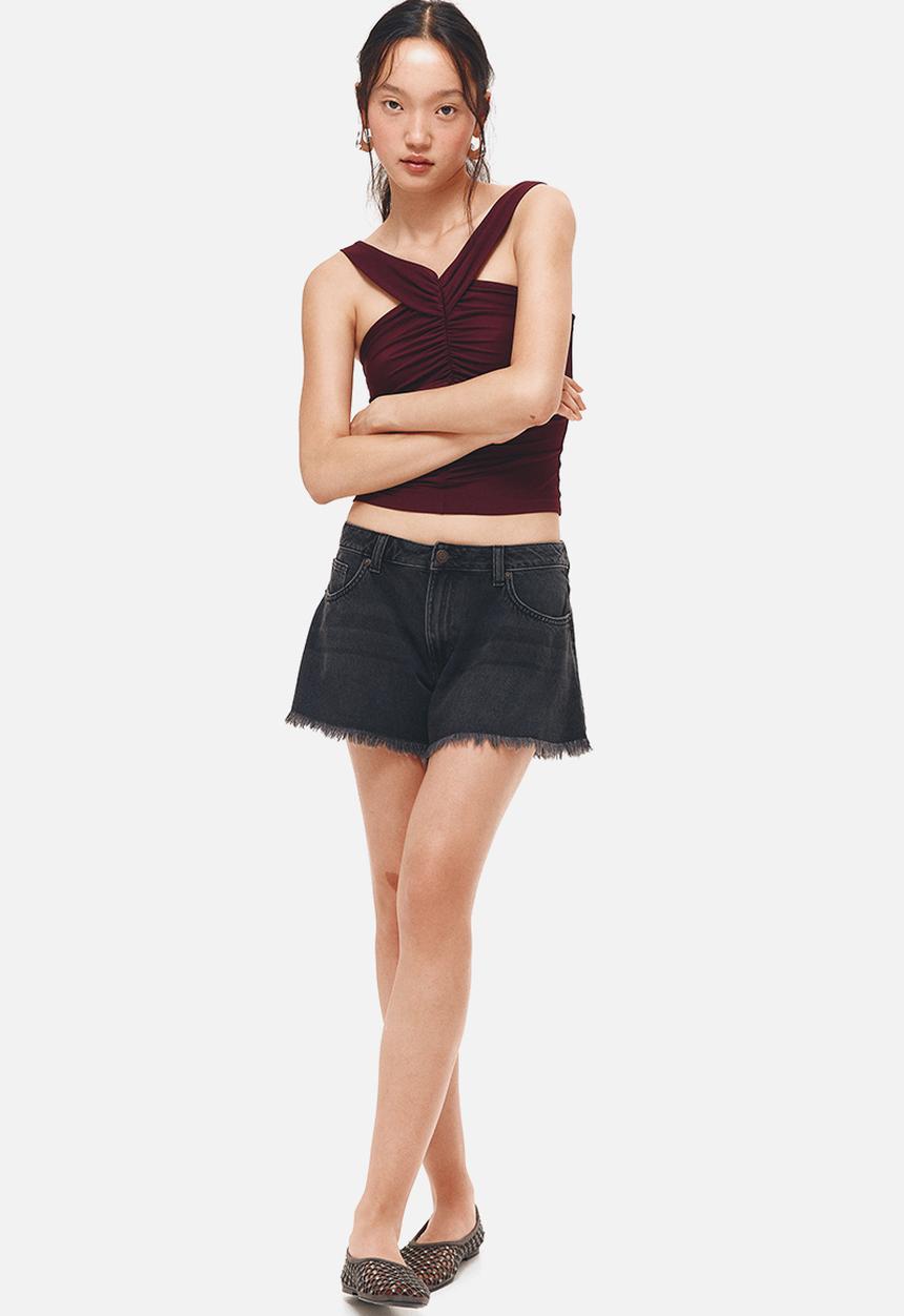 H&M - Gathered top - burgundy