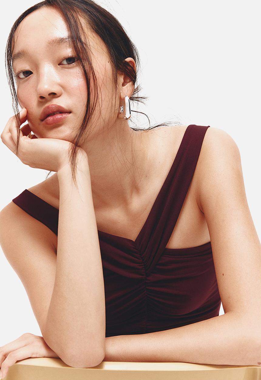 H&M - Gathered top - burgundy