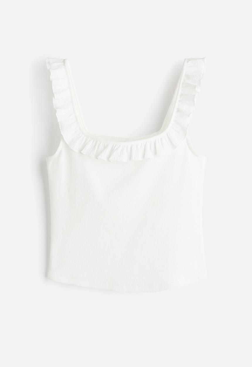 H&M - Frill-trimmed vest top - white