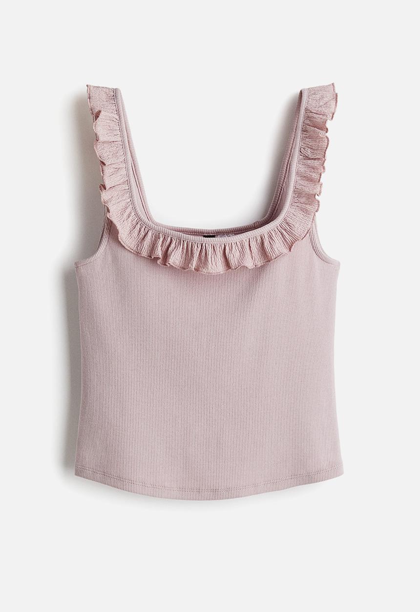 H&M - Frill-trimmed vest top - dusty pink 