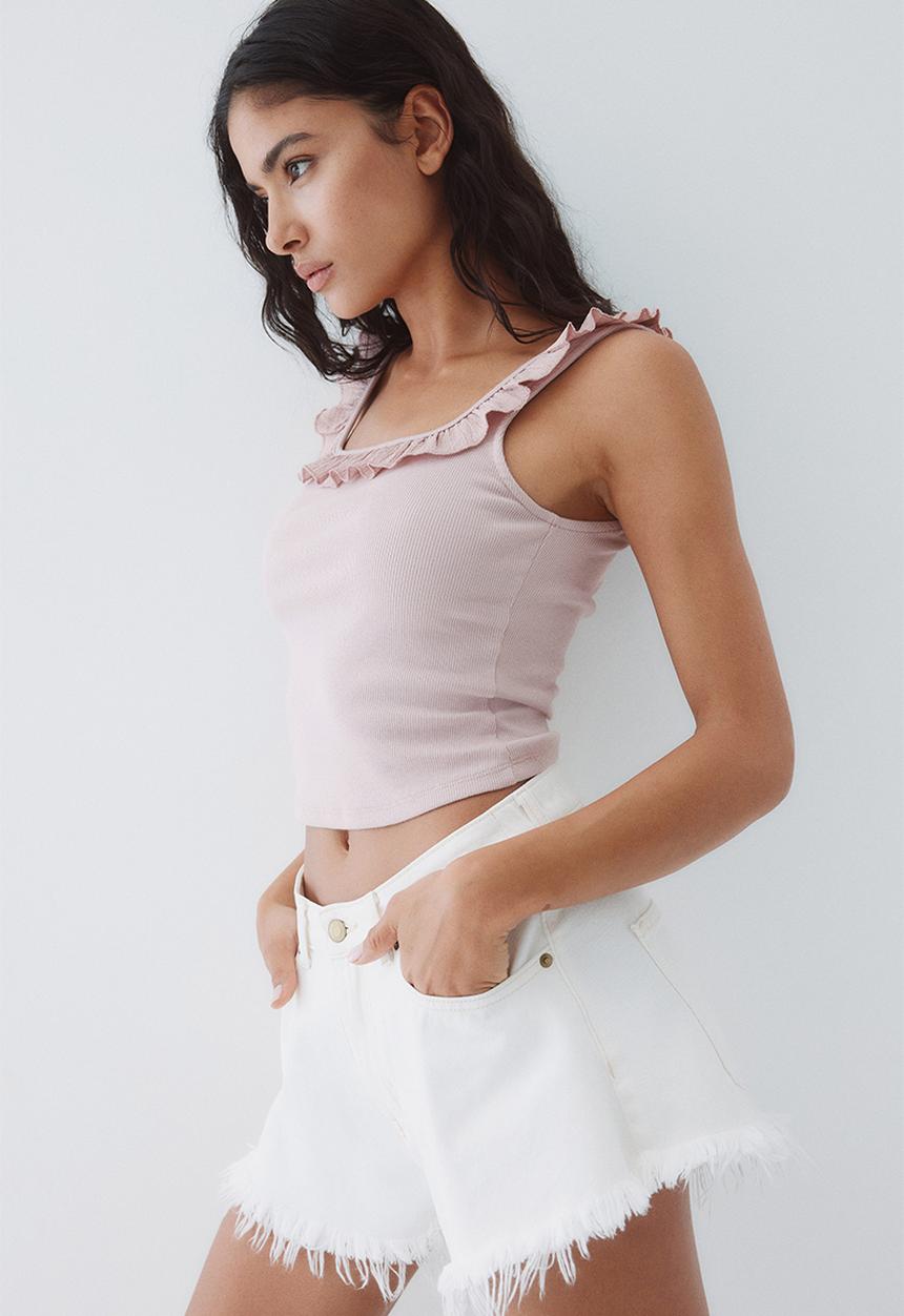 H&M - Frill-trimmed vest top - dusty pink 